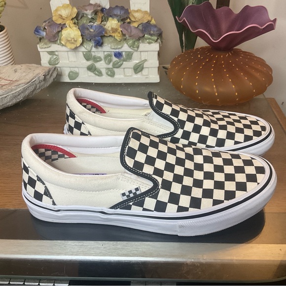 VANS MENS SKATE PRO SLIP ON CHECKERS SKATE SHOES 10 - Picture 2 of 8